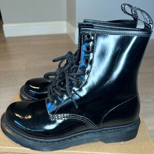 Dr. Martens 1460 Mono Black Patent Leather Combat Boots | Women’s Size 9